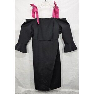ELOQUII Womens Sheath Dress Scuba Off Shoulder Bell Sleeve Black Plus Size 20